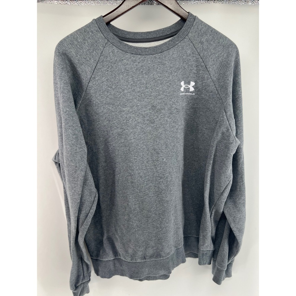 Under Armour Mens Rival Fleece Crewneck Sweatshirt Gray Loose Fit LG Pullover